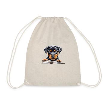 Rottweiler Dog Book Reading Rottweiler Puppy Dogs - Drawstring Bag - nature - Front