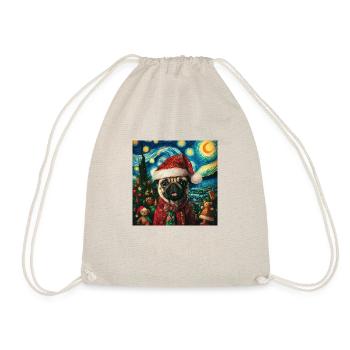 Christmas Pug - Van Gogh Style - Drawstring Bag - nature - Front