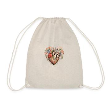 Heart with flowers - Drawstring Bag - nature - Front