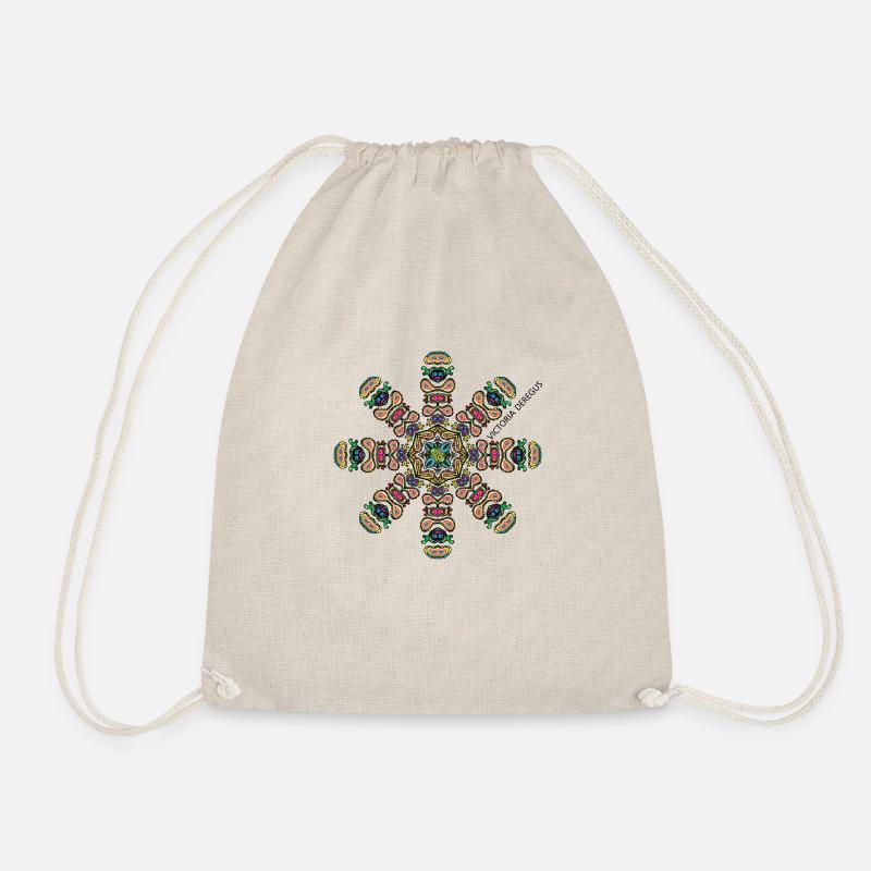 Christmas Snowflake by Victoria Deregus 01 - Drawstring Bag - nature