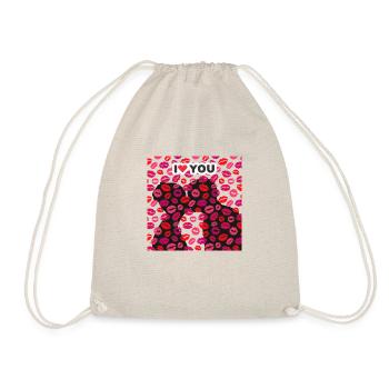 Kiss me! I love you. - Drawstring Bag - nature - Front