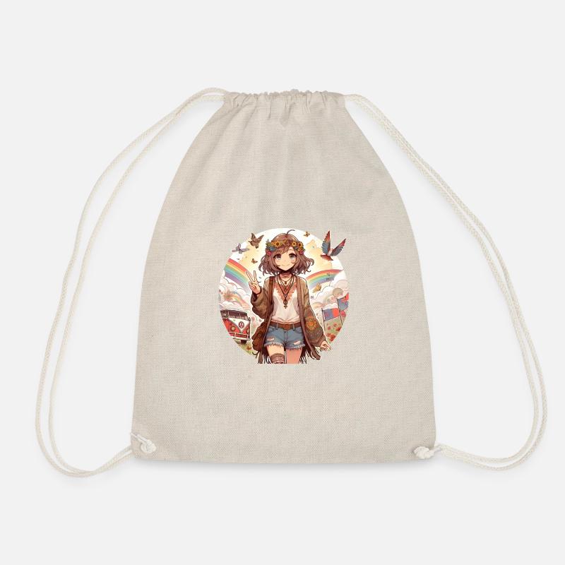 Manga Hippy Girl - Drawstring Bag - nature