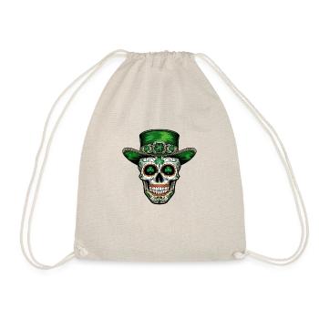 Zuckerschädel St. Patricks Tag Kleeblatt - Turnbeutel - Natur - Vorne