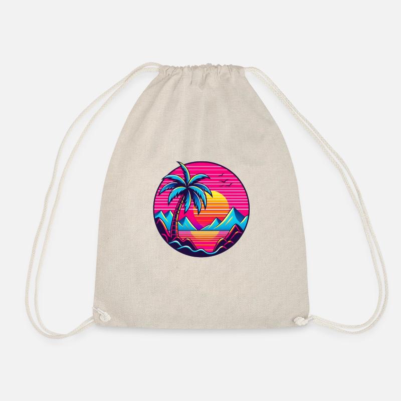 Neon Palm 90s - Drawstring Bag - nature