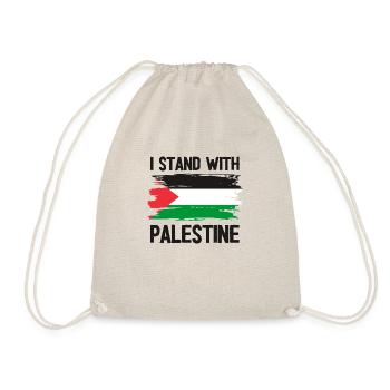 I STAND WITH Palestine - Drawstring Bag - nature - Front