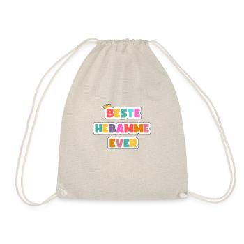 Beste Hebamme ever- personalisierbares Design - Turnbeutel - Natur - Vorne