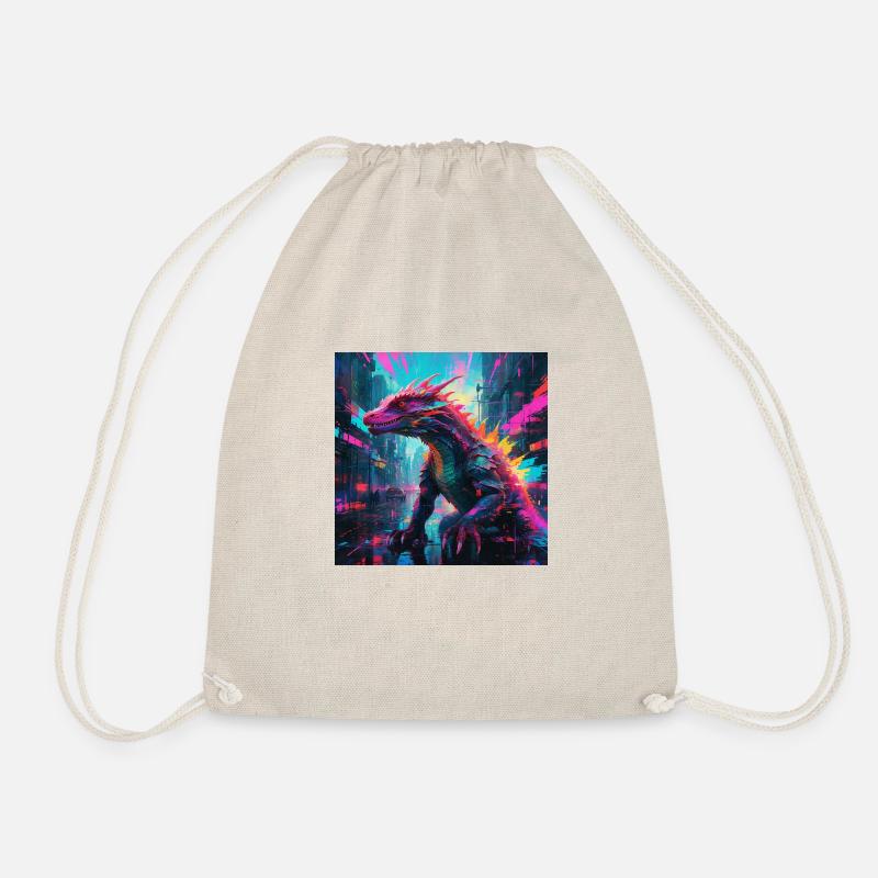Neon Komodo Dragon - Drawstring Bag - nature