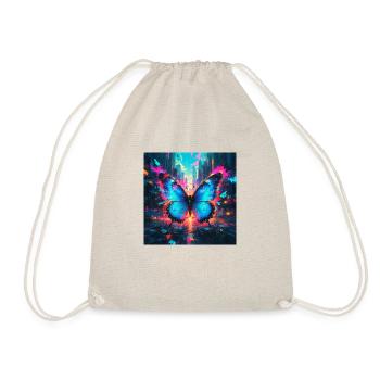 Neon Blue Morpho Butterfly - Drawstring Bag - nature - Front