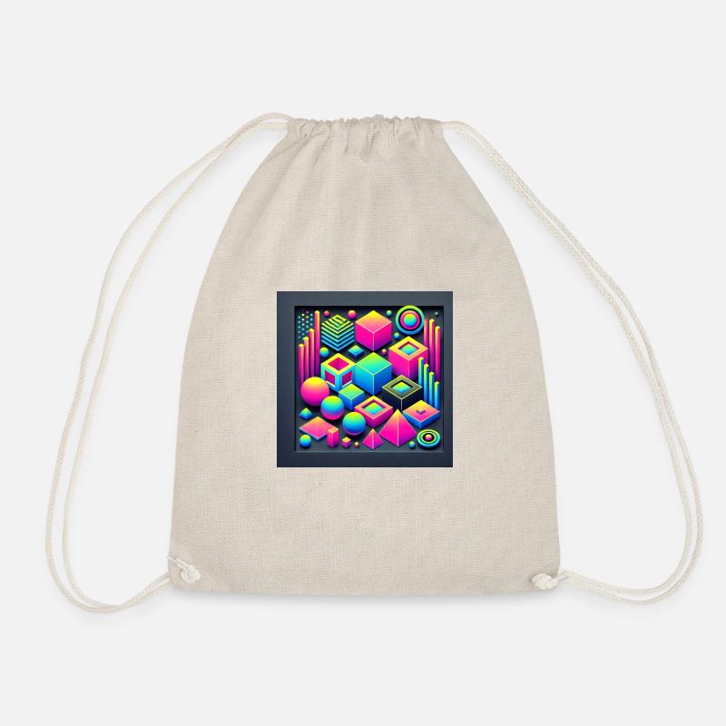"Neon 3D Geometrie" - Turnbeutel - Natur
