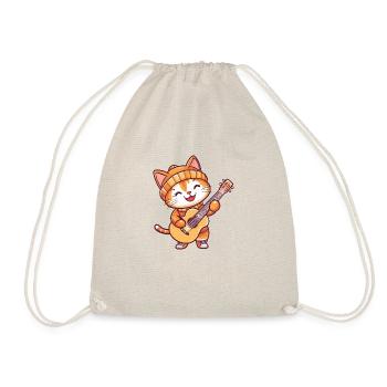 Katze Mieze Gitarre - Turnbeutel - Natur - Vorne