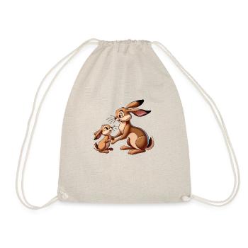 Hase mit jungem Braunen - Turnbeutel - Natur - Vorne