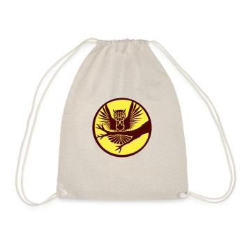 Owl Tree Branch Eagle Owl Moon Night Full Moon Round Forest - Drawstring Bag - nature - Front