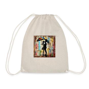 Graffiti kissing couple rust metal urban streetar - Drawstring Bag - nature - Front