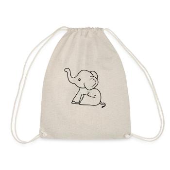 kleiner elefant sitzend suess kalb kind baby clipa - Turnbeutel - Natur - Vorne