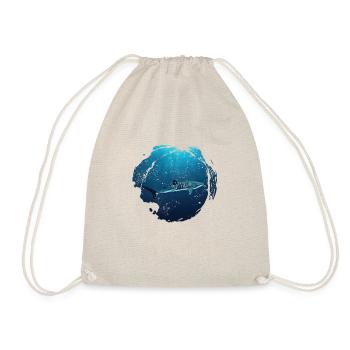 Happy Walhai Whale Shark Motiv im Vintage Design C - Turnbeutel - Natur - Vorne