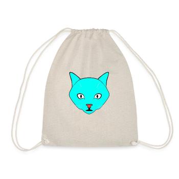 Katze Türkis - Turnbeutel - Natur - Vorne
