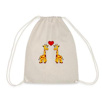 Giraffe Comic Tier Paar Liebe - Turnbeutel - Natur - Vorne