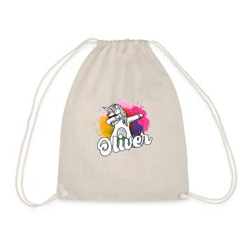 OLIVER - Beautiful Boy Name with Cool Unicorn - Drawstring Bag - nature - Front