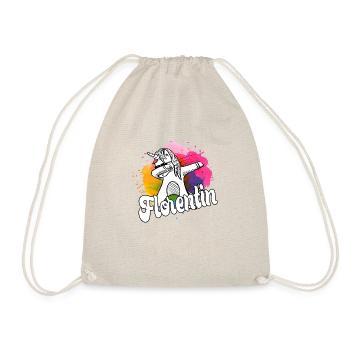 FLORENTIN - Beautiful Boy Name with Cool Unicorn - Drawstring Bag - nature - Front