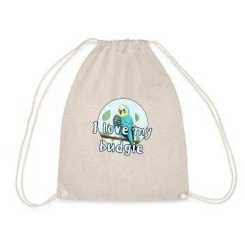 I love my Budgie T-Shirt - Wellensittich Tee - Turnbeutel - Natur - Vorne