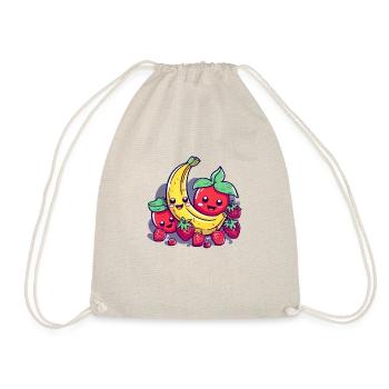 Erdbeeren Bananen Kirschen kawaii - Turnbeutel - Natur - Vorne