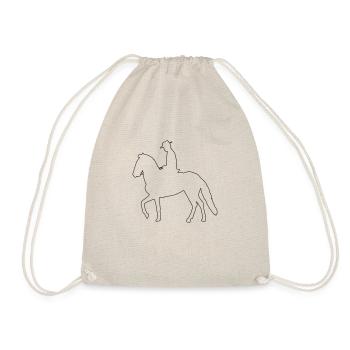 Cowboy with Hat on Horse Oneline Minimalist - Drawstring Bag - nature - Front