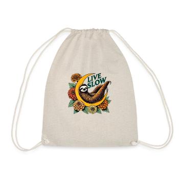 Live Slow Sloth - Drawstring Bag - nature - Front