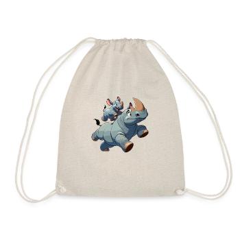 Nashorn mit herumtollendem Kind - Turnbeutel - Natur - Vorne