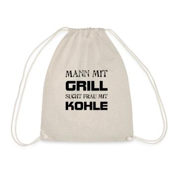Mann mit Grill sucht Frau mit Kohle - Turnbeutel - Natur - Vorne