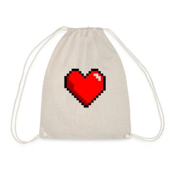 Pixel gaming heart life love - Drawstring Bag - nature - Front