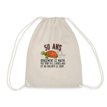 50 ans tortue anniversaire doucement vite ralenti - Sac de sport léger - nature - Devant