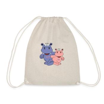 hippo hippo family friends family gift idea - Drawstring Bag - nature - Front