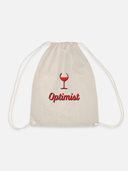 Optimist,Wein, Halb Voll,Positiv,Lebenseinstellung - Turnbeutel - Natur