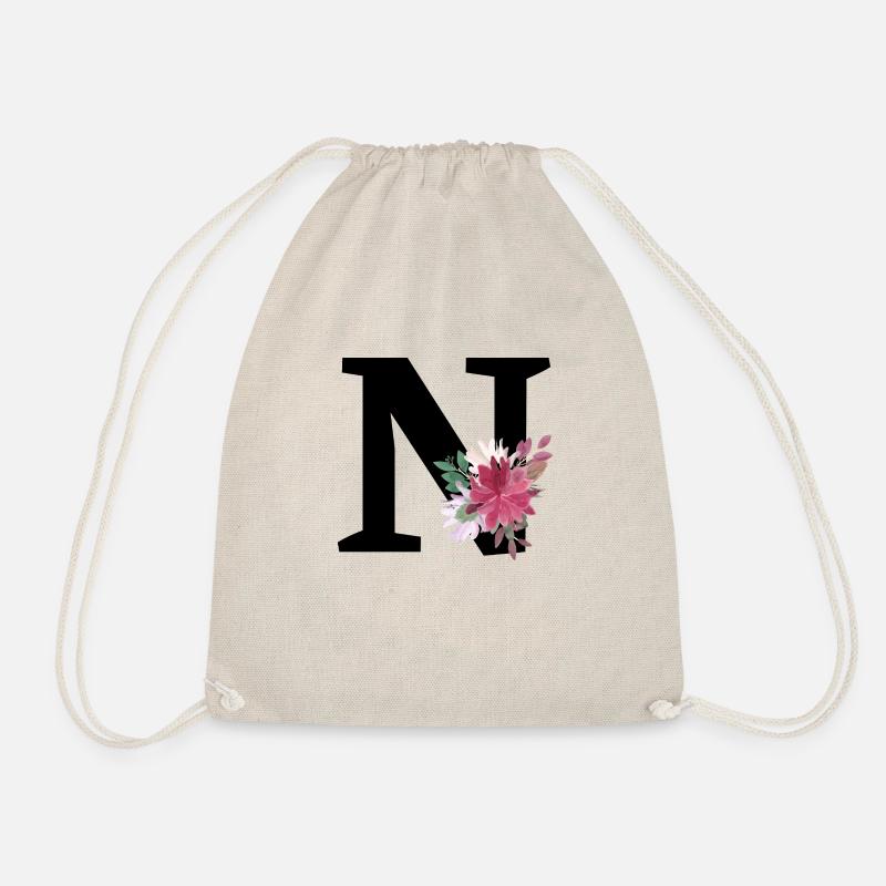Buchstabe n blumig - Turnbeutel - Natur