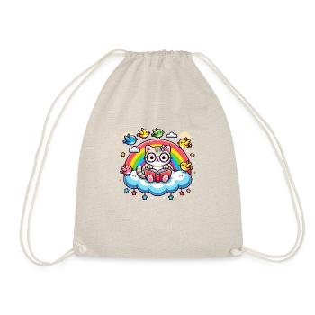 Cat reading a book on a cloud - Drawstring Bag - nature - Front