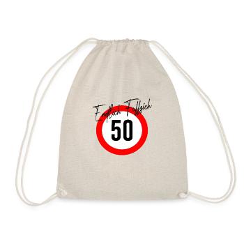 50. Geburtstag Geschenk Fuffzich - Turnbeutel - Natur - Vorne