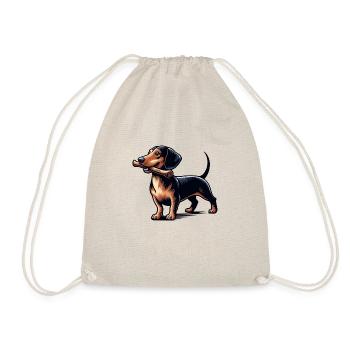 Dachshund Hunting Dog with Stick Dog Dog - Drawstring Bag - nature - Front