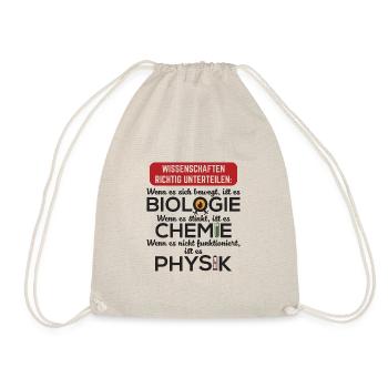 Biologie bewegt Chemie stinkt Physik.. Geschenk - Turnbeutel - Natur - Vorne