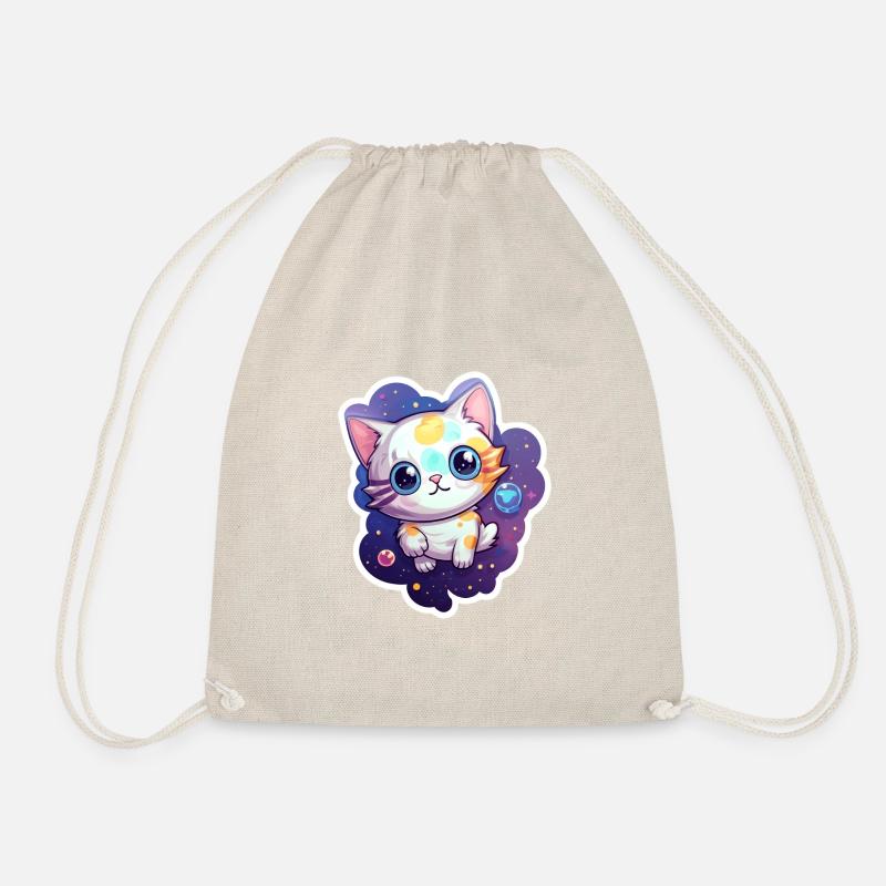 cute cartoonish kitty floating in space - Turnbeutel - Natur