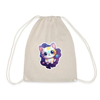 Cute cartoonish kitty floating in space - Drawstring Bag - nature - Front