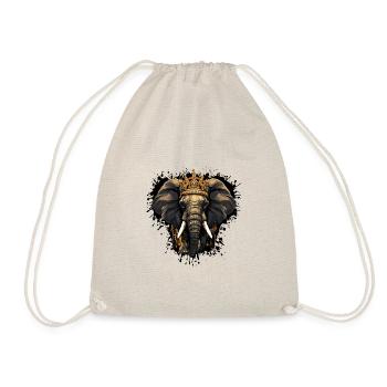 Elephant Head Portrait Crown - Drawstring Bag - nature - Front