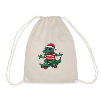Alligator Weihnachten Lustig - Turnbeutel - Natur - Vorne