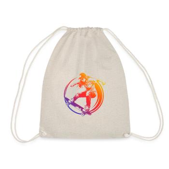 Skateboarding Silhouette Skateboard Colorful - Drawstring Bag - nature - Front