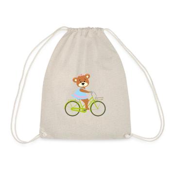 Mignonne fille d’ours de dessin animé à vélo - Sac de sport léger - nature - Devant