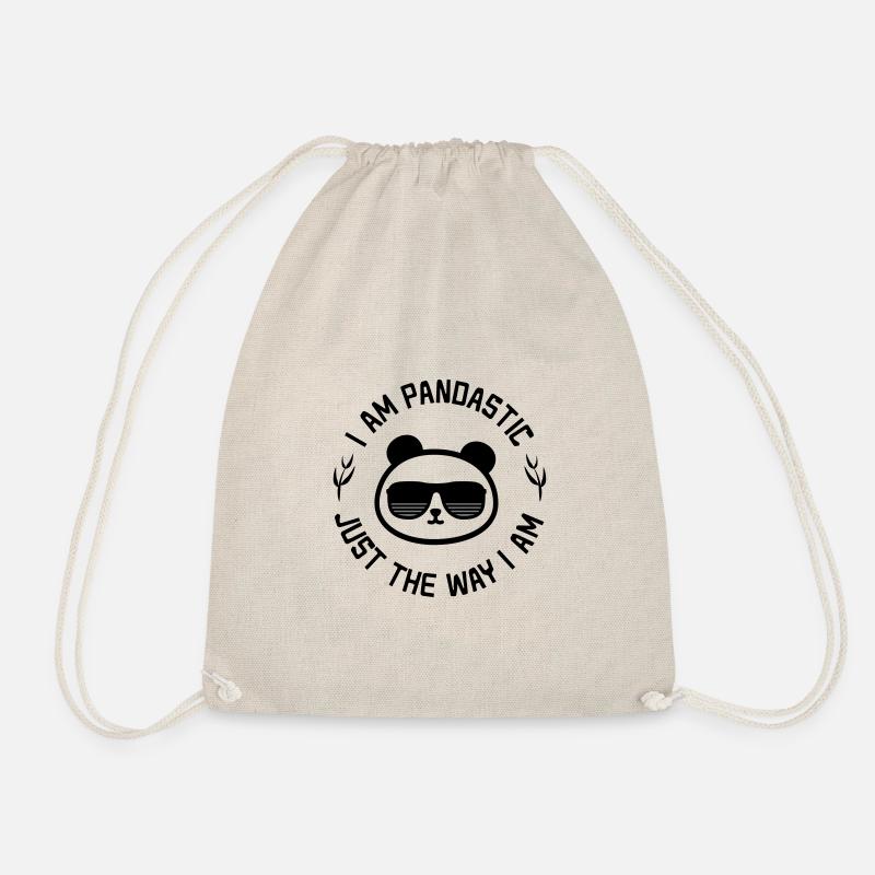 Word play: Pandastic - Panda cool with sunglasses - Drawstring Bag - nature