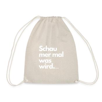 'Schau mer mal was wird weiß' Meme Shirt lustig - Turnbeutel - Natur - Vorne