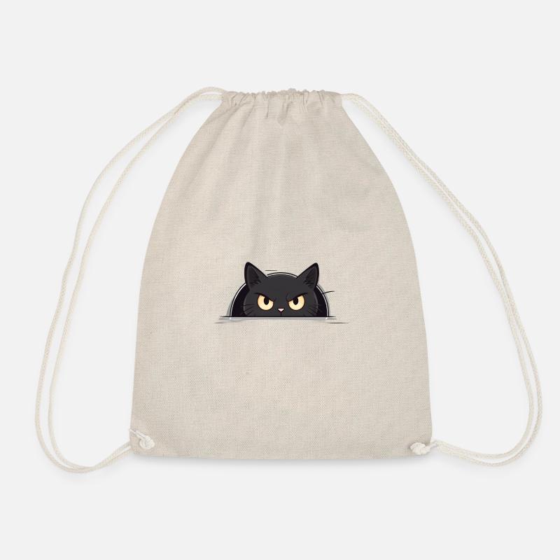 Neugierige Schwarze Katze - Turnbeutel - Natur