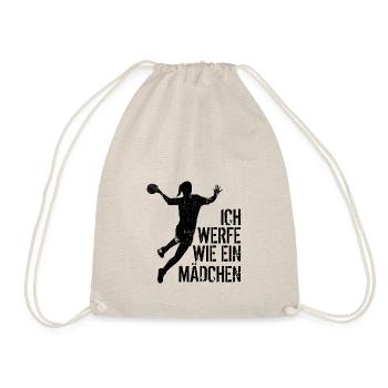 Ich werfe wie ein Mädchen - Handball Girl - Turnbeutel - Natur - Vorne