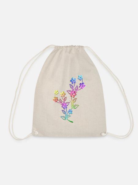 Blumen bunt bunte Blumenranke Blume - Turnbeutel - Natur
