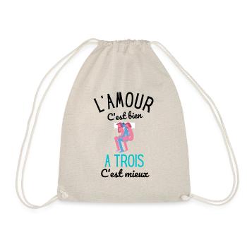 Humour : L'amour c'est Bien, À Trois c'est Mieux - Sac de sport léger - nature - Devant